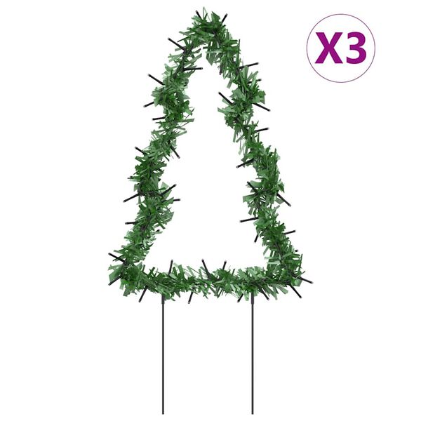 vidaXL D&eacute;coration lumineuse arbre de No&euml;l piquets 3 pcs 50 LED 30 cm