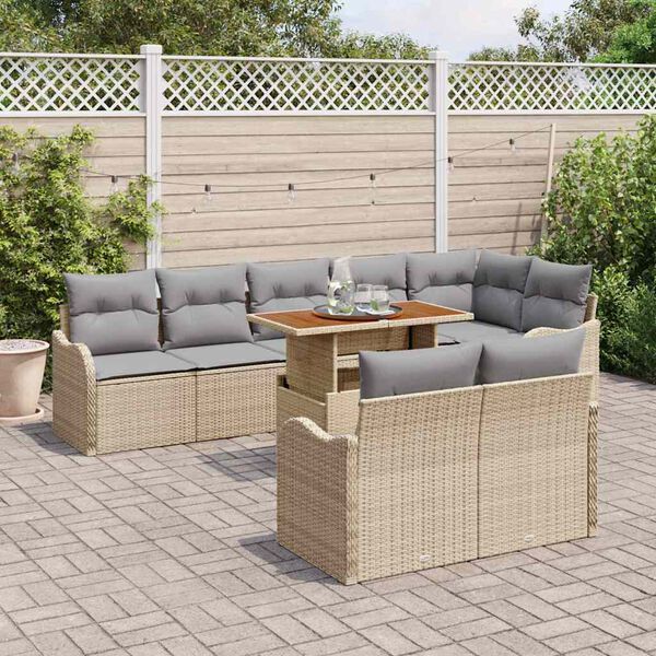 vidaXL Ensemble de canap&eacute; de jardin 9 pcs beige et gris clair