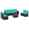 vidaXL Ensemble de canap&eacute; de jardin 9 pcs avec coussins noir r&eacute;sine tress&eacute;e