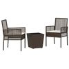 vidaXL Ensemble bistro de jardin 3 pc Marron polyrotin