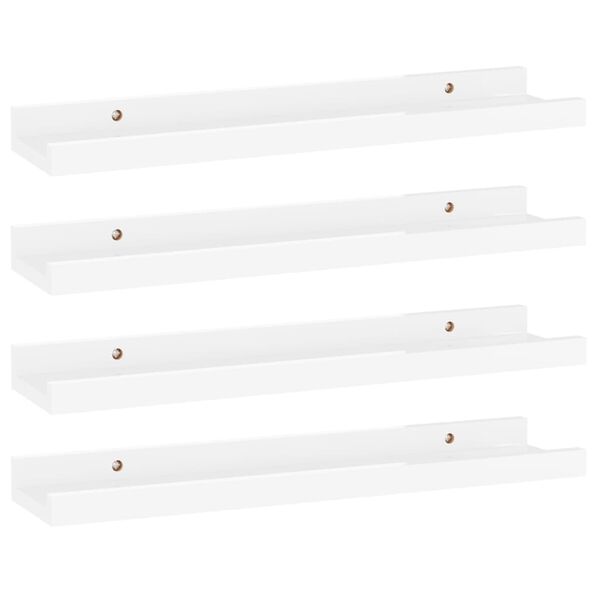 vidaXL &Eacute;tag&egrave;res murales 4 pcs Blanc brillant 40x9x3 cm