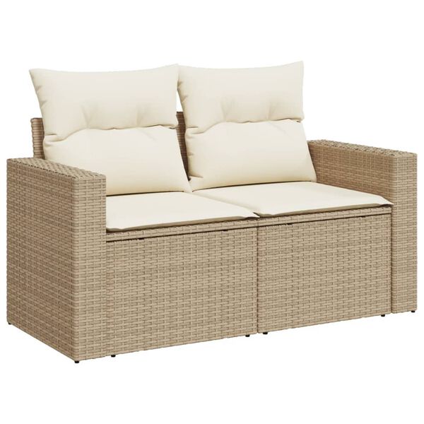 vidaXL Salon de jardin avec coussins 7 pcs beige r&eacute;sine tress&eacute;e