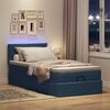 vidaXL Lit ottoman avec matelas et LED Bleu 90x200 cm Tissu