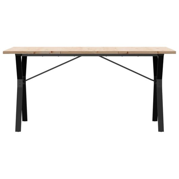 vidaXL Table &agrave; manger cadre en Y 140x80x75,5 cm bois pin massif acier