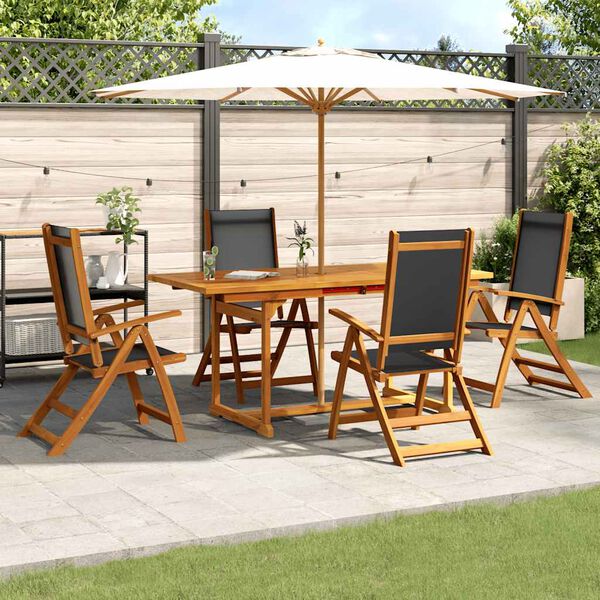 vidaXL Ensemble &agrave; manger de jardin 5pcs bois d'acacia solide textil&egrave;ne