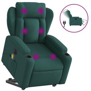 vidaXL Fauteuil inclinable de massage &eacute;lectrique Vert fonc&eacute; Tissu