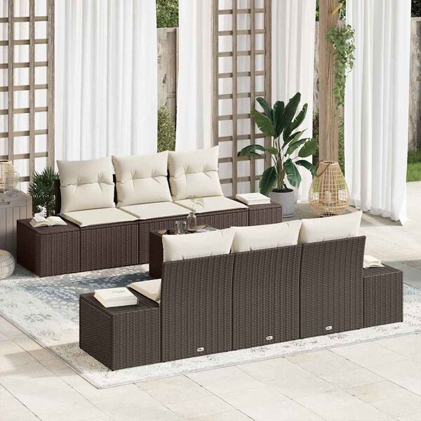 vidaXL Ensemble de canapé de jardin 8 pcs Marron et Crème polyrotin