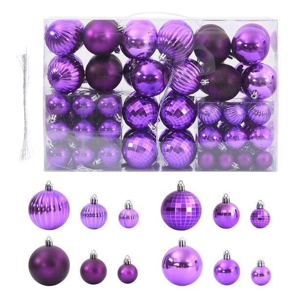 vidaXL Boules de No&euml;l 100 pcs lila &Oslash;3/4/6 cm