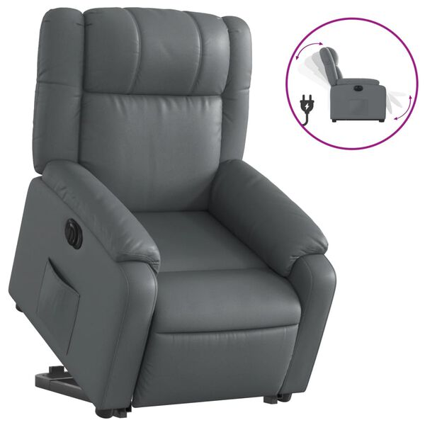 vidaXL Fauteuil inclinable électrique gris similicuir