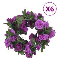 vidaXL Guirlandes de fleurs artificielles 6 pcs violet clair 240 cm