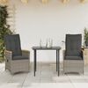 vidaXL Chaises inclinables de jardin lot de 2 et coussins gris rotin
