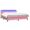 vidaXL Sommier &agrave; lattes de lit avec matelas et LED rose 180x220 cm velours