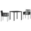 vidaXL Ensemble de salle &agrave; manger pour jardin 3 pcs Noir Rotin PE