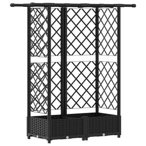 vidaXL Lit &Eacute;lev&eacute; avec Treillis et Toit Noir 124 x 40 x 121 cm PP