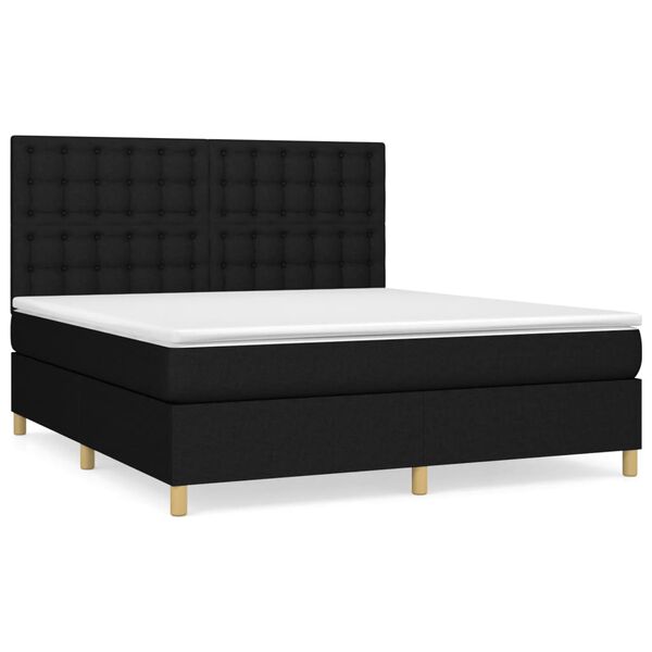 vidaXL Sommier &agrave; lattes de lit avec matelas Noir 160x200 cm Tissu
