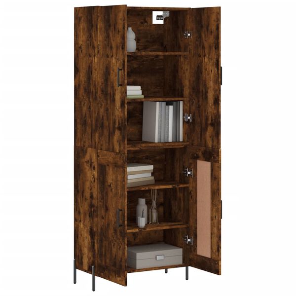 vidaXL Buffet haut Ch&ecirc;ne fum&eacute; 69,5x34x180 cm Bois d'ing&eacute;nierie