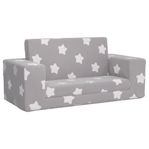 vidaXL Canap&eacute;-lit enfant 2 places gris clair &eacute;toiles peluche douce