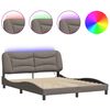 vidaXL Cadre de lit avec LED sans matelas Hvar taupe 160x200 cm tissu