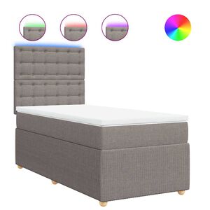vidaXL Sommier &agrave; lattes de lit avec matelas Taupe 90x200 cm Tissu