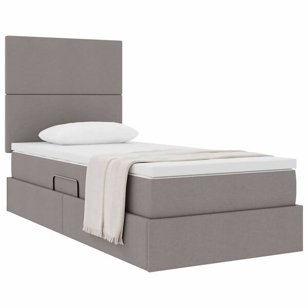 vidaXL Lit avec rangement et matelas Taupe 90 x 200 cm Polyester