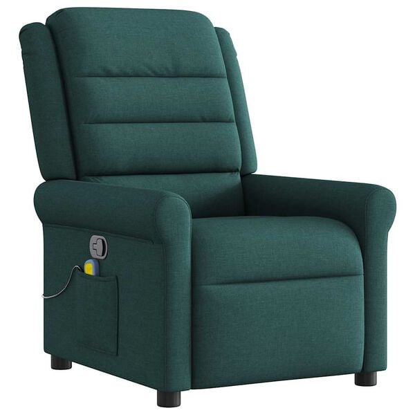 vidaXL Fauteuil de massage inclinable Vert fonc&eacute; Tissu