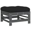 vidaXL Repose-pied de jardin avec coussin gris bois de pin massif