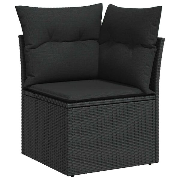 vidaXL Salon de jardin 8 pcs avec coussins noir r&eacute;sine tress&eacute;e