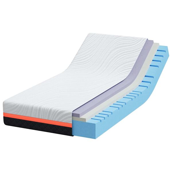 vidaXL Matelas Blanc et Gris 120 x 200 cm Mousse à Mémoire