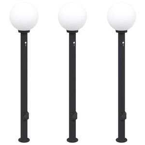 vidaXL Bornes lumineuses avec d&eacute;tecteur et prise lot de 3 120 cm noir IP44