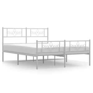vidaXL Cadre de lit m&eacute;tal sans matelas et pied de lit blanc 150x200 cm