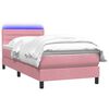 vidaXL Sommier &agrave; lattes de lit avec matelas et LED rose 90x220 cm velours