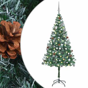 vidaXL Arbre de No&euml;l artificiel pr&eacute;-&eacute;clair&eacute;/boules pommes de pin 180cm