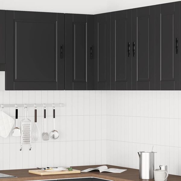 vidaXL Armoire d'angle murale de cuisine Porto noir bois d'ing&eacute;nierie