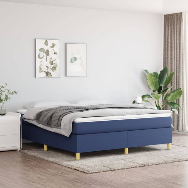 vidaXL Sommier &agrave; lattes de lit avec matelas Bleu 180x200 cm Tissu