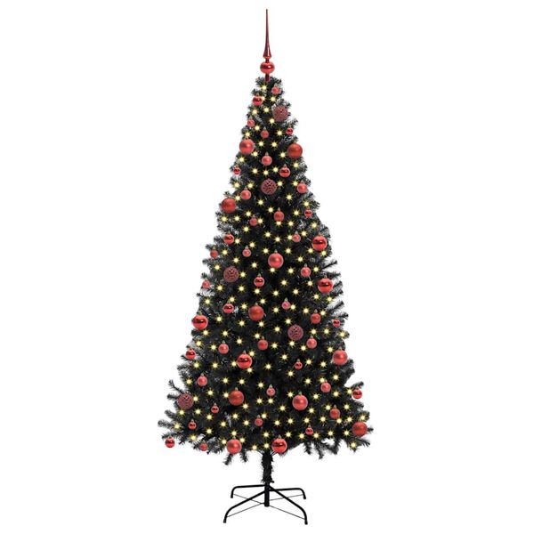vidaXL Sapin de No&euml;l avec 300 LED avec support Noir 180 cm PVC