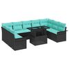 vidaXL Ensemble de canap&eacute; de jardin 10 pc Noir Poly rotin