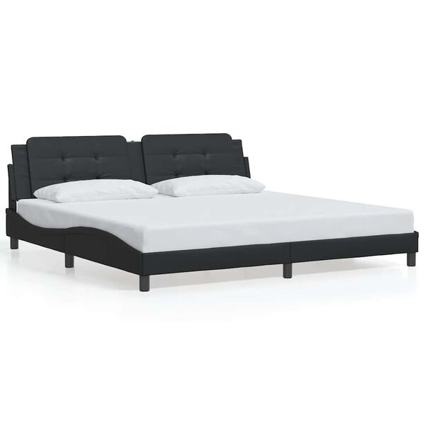 vidaXL Cadre de lit sans matelas Zadar noir 200x200 cm similicuir