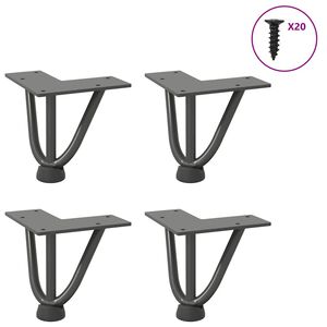 vidaXL Pieds en &eacute;pingle &agrave; cheveux pour table basse 4 pi&egrave;ces Anthracite 10 cm Acier massif