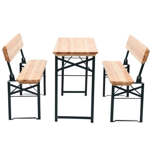 vidaXL Table de brasserie pliable avec 2 bancs 118 cm Bois de sapin