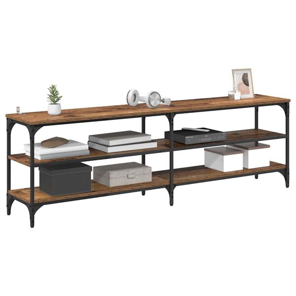 vidaXL Meuble TV Bois Ancien 160 x 30 x 50 cm Bois d'ing&eacute;nierie et fer