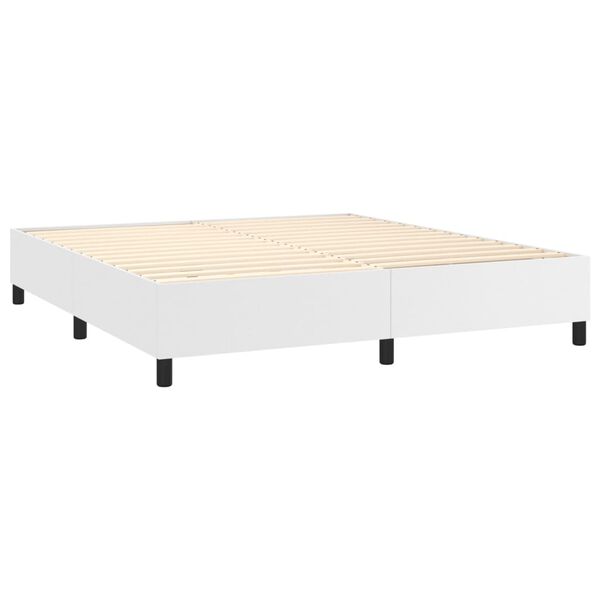 vidaXL Sommier &agrave; lattes de lit avec matelas Blanc 180x200cm Similicuir