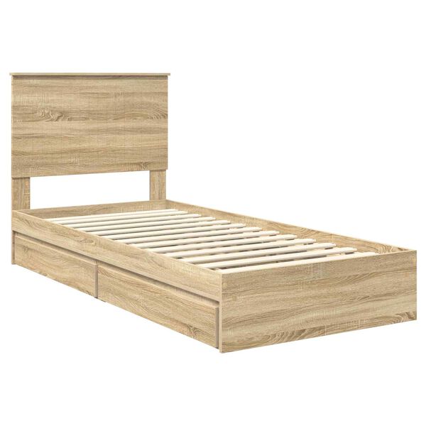vidaXL Lit de Rangement Ch&ecirc;ne Sonoma 90 x 190 cm Bois d'ing&eacute;nierie