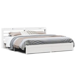 vidaXL Cadre de lit avec t&ecirc;te de lit sans matelas blanc 180x200 cm