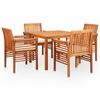 vidaXL Ensemble &agrave; manger d'ext&eacute;rieur 5 pcs et coussins Acacia solide