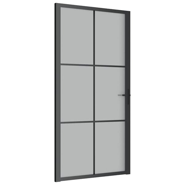 vidaXL Porte int&eacute;rieure 102,5x201,5 cm Noir Verre mat et aluminium