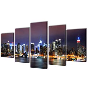 vidaXL Set de toiles murales imprim&eacute;es Horizon de New York color&eacute; 200 x 100cm
