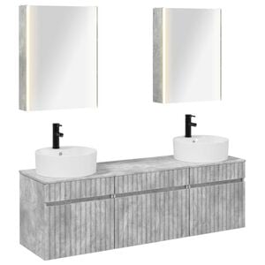 vidaXL Ensemble d'armoire de salle de bain 5 pc Gris b&eacute;ton
