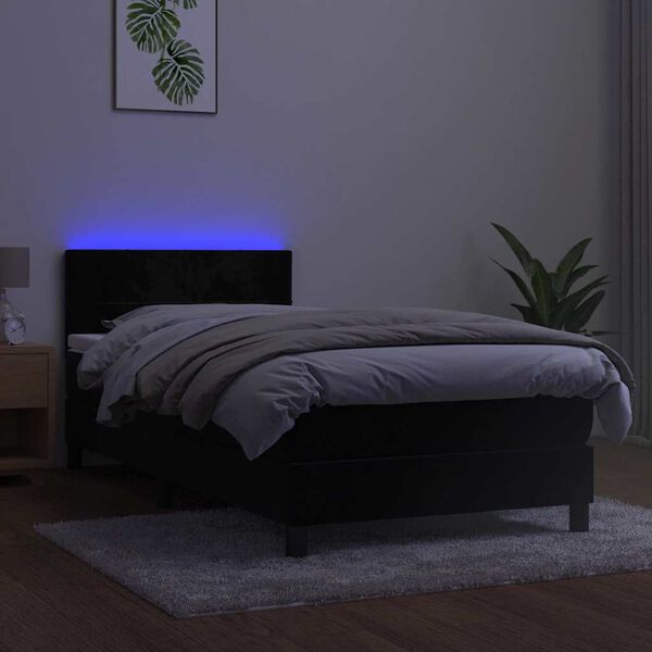 vidaXL Sommier &agrave; lattes de lit avec matelas et LED Noir 80x200 cm