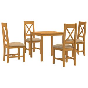 vidaXL Ensemble de salle &agrave; manger 5 pc Beige Bois de ch&ecirc;ne massif