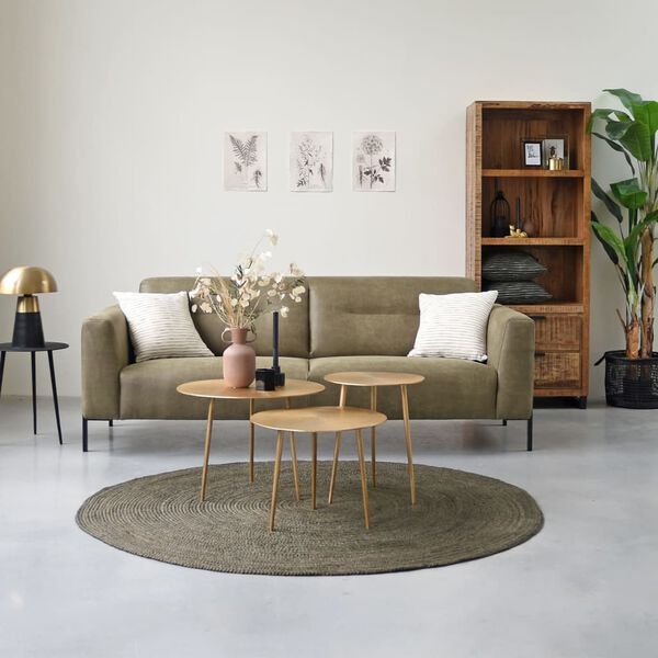 LABEL51 Tapis Jute Rond 180x180 cm XXL Vert arm&eacute;e